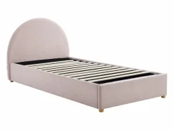Vente-unique Cama con cajón 90 x 190 cm de terciopelo acanalado color - LIRIMO Rosa Discount