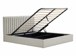 Vente-unique Cama Con Canapé|Cama Con Almacenaje|Cama con cajón queen size 160 x 200 cm de tela - SARANELI