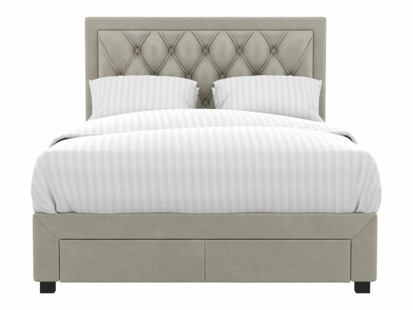Vente-unique Cama con cajones LEOPOLD - Tela color - 180 x 200 cm Beige New