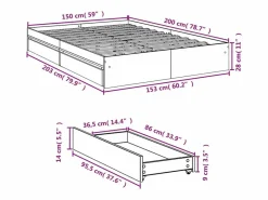 vidaxl Cama Con Almacenaje|Cama Adulto|Cama con cajones madera ingeniería roble Sonoma 150x200 cm