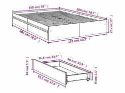 vidaxl Cama Con Almacenaje|Cama Adulto|Cama con cajones madera ingeniería roble Sonoma 150x200 cm
