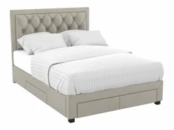 Vente-unique Cama Terciopelo|Cama con cajones tela de terciopelo 140 x 190 cm + colchón LEOPOLD
