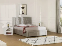 Vente-unique Cama con cajones tela terciopelo 140 x 190 cm LEOPOLD Beige Best