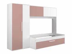 Cama con cama nido 2 x 90 x 200 con armario rosa y blanco - LUMOKA^Vente-unique Hot