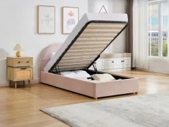 Vente-unique Cama con canapé 90 x 190 cm de terciopelo de pana color + colchón - LIRIMO Rosa Online