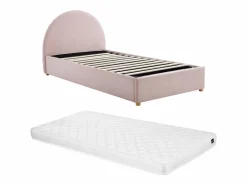 Vente-unique Cama con canapé 90 x 190 cm de terciopelo de pana color + colchón - LIRIMO Rosa Online