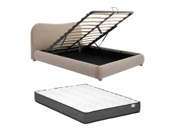 Vente-unique Cama Con Canapé|Cama con canapé 140 x 190 cm en tela color + colchón - VANARI