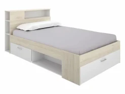 Vente-unique Cama Con Almacenaje|Cama Infantil|Cama con canapé 120 x 190 cm en color natural y blanco + somier de láminas - LEANDRE