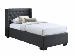 Vente-unique Cama con canapé de 90 x 200 cm con cabecero tapizado en tela y colchón - MASSIMO Gris Outlet
