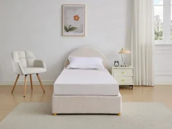 Vente-unique Cama Infantil|Cama con canapé de 90 x 190 cm en tejido bouclé color + colchón - LIRIMO