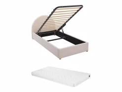 Vente-unique Cama Infantil|Cama con canapé de 90 x 190 cm en tejido bouclé color + colchón - LIRIMO
