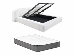 Maison Céphy Cama con canapé LIRABA 160 x 200 cm pana + colchón - Crema Online