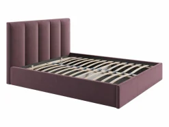 Cama con canapé queen size 160 x 200 cm cabecero con costuras verticales tela burdeos - KILACLO^Vente-unique Sale