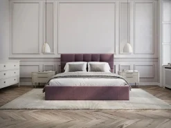 Vente-unique Cama con canapé queen size 160 x 200 cm de tela burdeos - ELIAVA Granate Online