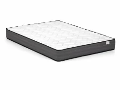 Vente-unique Cama con canapé 120x190 cm en color natural y blanco + somier + colchón - LEANDRE Color natural claro / Blanco Outlet