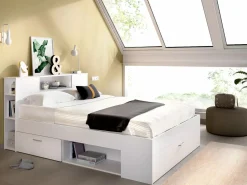 Cama con compartimentos 140 x 190 cm color + somier + colchón - LEANDRE^Vente-unique Outlet