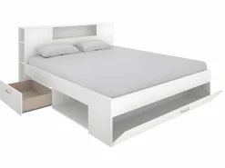 Cama con compartimentos 140 x 190 cm color + somier + colchón - LEANDRE^Vente-unique Outlet