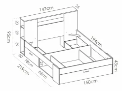 Cama con compartimentos 140 x 190 cm color + somier + colchón - LEANDRE^Vente-unique Outlet