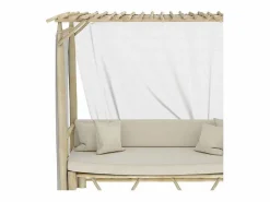 Rendez-Vous Déco Cama con dosel de exterior en rama de teca y lona - Tika Blanco Best