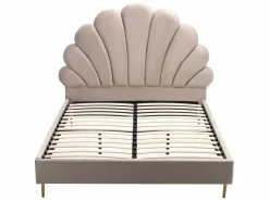 Vente-unique Cama con forma de concha de 140 x 190 cm en terciopelo + colchón - LIVAYA Beige New