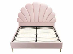 Vente-unique Cama con forma de concha de 140 x 190 cm en terciopelo + colchón - LIVAYA Rosa New