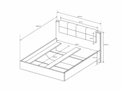 Vente-unique Cama Con Almacenaje|Cama Adulto|Cama con mesas de noche 160 x 200 cm con LEDs en natural y antracita + somier - LAONILE
