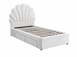 Vente-unique Cama Terciopelo|Cama Con Almacenaje|Cama concha 90 x 190 cm con 2 cajones en terciopelo + colchón - MOANA