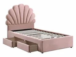 Vente-unique Cama Terciopelo|Cama Infantil|Cama concha 90 x 190 cm con 2 cajones de terciopelo + colchón - MOANA
