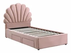 Cama concha 90 x 190 cm con 2 cajones en terciopelo - MOANA^Vente-unique