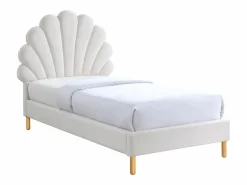 Vente-unique Cama concha 90 x 190cm en terciopelo beige con colchón - MOANA Blanco Sale