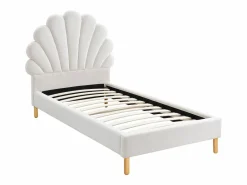Vente-unique Cama concha 90 x 190cm en terciopelo beige con colchón - MOANA Blanco Sale