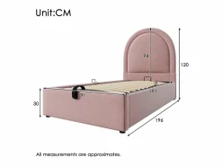 Merax Cama contenedor 90 x 190 cm con cabecero redondo - Terciopelo - Estampado cósmico - (sin colchón) Rosa Discount