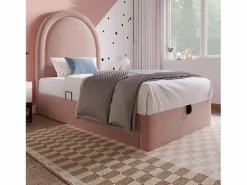 Merax Cama contenedor 90 x 190 cm con cabecero redondo - Terciopelo - Estampado cósmico - (sin colchón) Rosa Discount