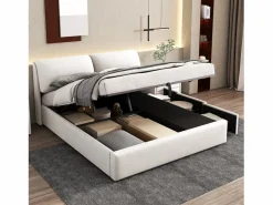 Merax Cama contenedor 180 x 200 cm para adulto con 3 cajones - tejido de terciopelo - somier incluido - Blanco Outlet
