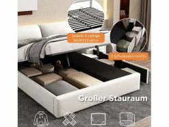 Merax Cama contenedor 180 x 200 cm para adulto con 3 cajones - tejido de terciopelo - somier incluido - Blanco Outlet