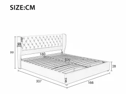 ModernLuxe Cama Terciopelo|Cama Con Canapé|Cama contenedor acolchada de terciopelo 160x200 cm con somier de láminas -