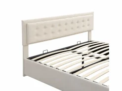 Cama contenedor acolchada 160x200cm en terciopelo - con cajón y somier - Beige (sin colchón)^ModernLuxe Clearance
