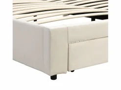 Cama contenedor acolchada 160x200cm en terciopelo - con cajón y somier - Beige (sin colchón)^ModernLuxe Clearance