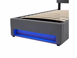 Cama contenedor de piel sintética de 90x200 cm con LED - con puertos de carga (por cable e inalámbrico) -^ModernLuxe Clearance