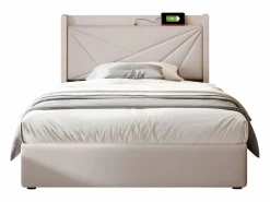 Cama contenedor de tela de lino 90x200 cm - con puerto USB y somier -^ModernLuxe Sale