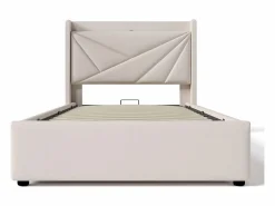 Cama contenedor de tela de lino 90x200 cm - con puerto USB y somier -^ModernLuxe Sale