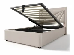 Cama contenedor de tela de lino 90x200 cm - con puerto USB y somier -^ModernLuxe Sale