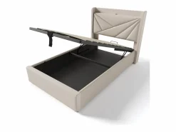 Cama contenedor de tela de lino 90x200 cm - con puerto USB y somier -^ModernLuxe Sale