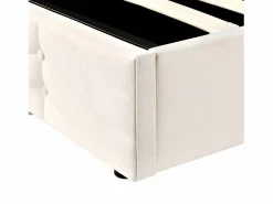 ModernLuxe Cama contenedor de terciopelo con somier de láminas + cabecero ajustable - 140x190cm - Beige Online