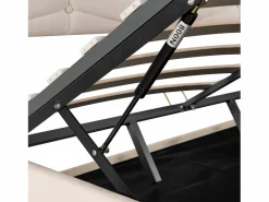 ModernLuxe Cama contenedor de terciopelo con somier de láminas + cabecero ajustable - 160x200cm - Beige Hot