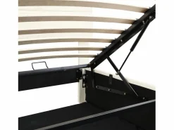 ModernLuxe Cama contenedor tapizada 180x200 cm con iluminación LED - en símil piel - Beige Online