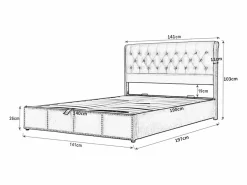 Cama contenedor tapizada en terciopelo - decorada con remaches - con somier de láminas - 140x190cm -^ModernLuxe Online
