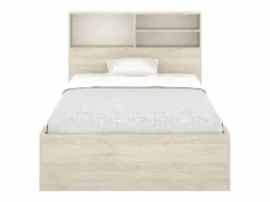 Vente-unique Cama de 120 x 190 cm con almacenaje en color natural y blanco - VARDIEL Color natural claro / Blanco Hot