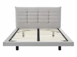 Vente-unique Cama de 160 x 200 cm con cabecero capitoné de terciopelo - NISATIO Gris Discount