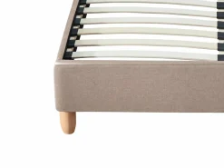 Vente-unique Cama Adulto|Cama de 160 x 200 cm con cabecero capitoné tela beige + colchón - ELIDE